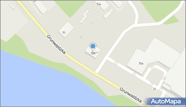 Ostróda, Grunwaldzka, 55b, mapa Ostróda
