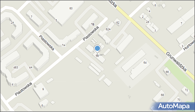 Ostróda, Grunwaldzka, 59, mapa Ostróda