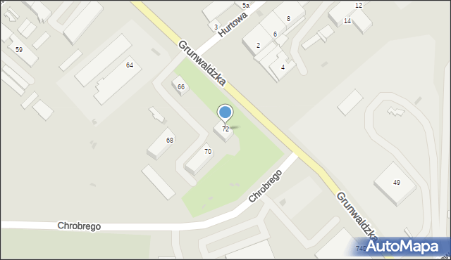 Ostróda, Grunwaldzka, 72, mapa Ostróda