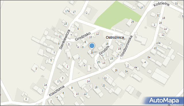 Ostrożnica, Grodzisko, 20, mapa Ostrożnica