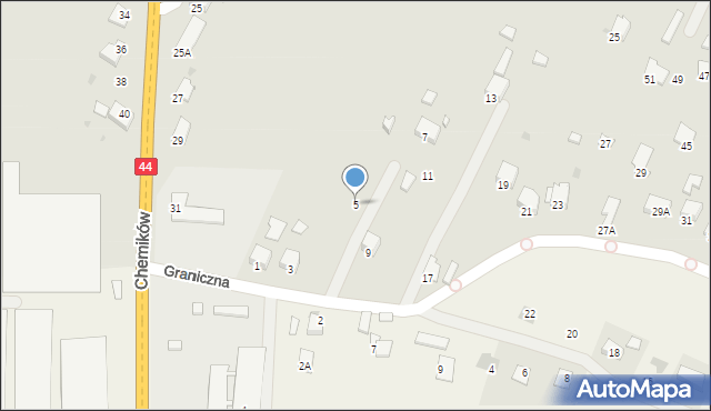 Oświęcim, Graniczna, 5, mapa Oświęcimia