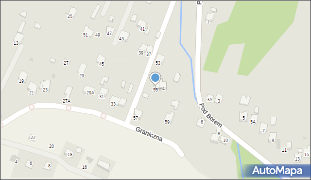 Oświęcim, Graniczna, 55, mapa Oświęcimia