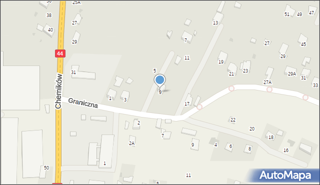 Oświęcim, Graniczna, 9, mapa Oświęcimia
