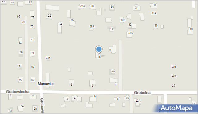Oświęcim, Grobelna, 1b, mapa Oświęcimia