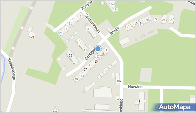 Oświęcim, Grottgera Artura, 11, mapa Oświęcimia