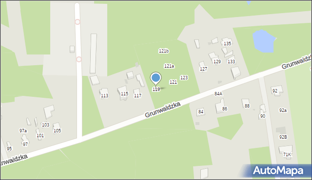 Otwock, Grunwaldzka, 119, mapa Otwock