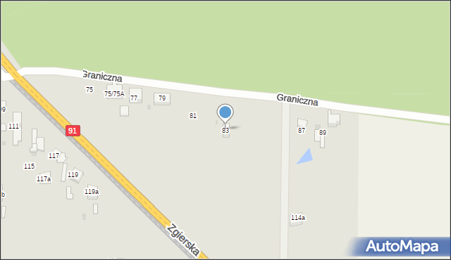 Ozorków, Graniczna, 83, mapa Ozorków
