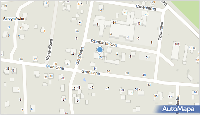 Ozorków, Grzybowa, 10, mapa Ozorków