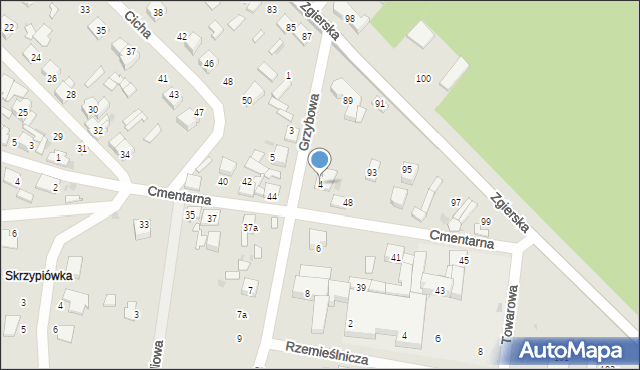 Ozorków, Grzybowa, 4, mapa Ozorków