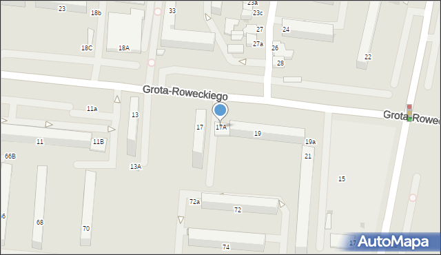 Pabianice, Grota-Roweckiego Stefana, gen., 17A, mapa Pabianic