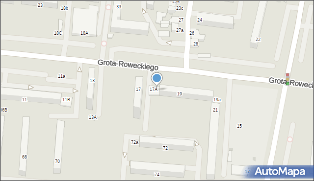 Pabianice, Grota-Roweckiego Stefana, gen., 17B, mapa Pabianic