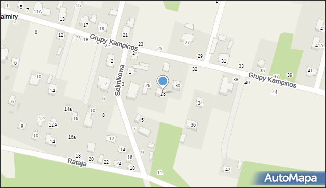 Palmiry, Grupy Kampinos, 28, mapa Palmiry