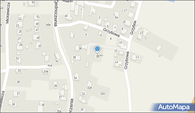 Pawłowice, Grzybowa, 16, mapa Pawłowice