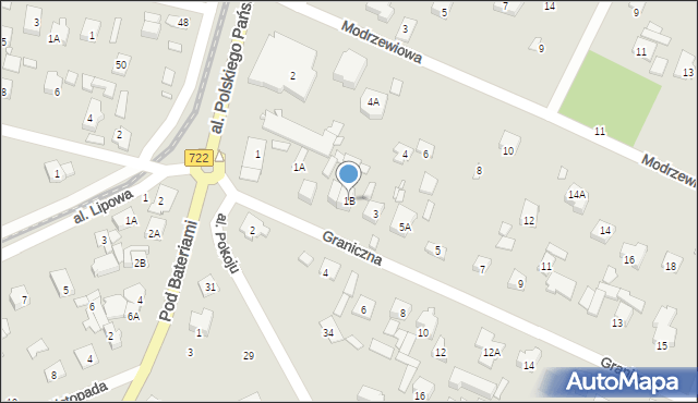 Piaseczno, Graniczna, 1B, mapa Piaseczno