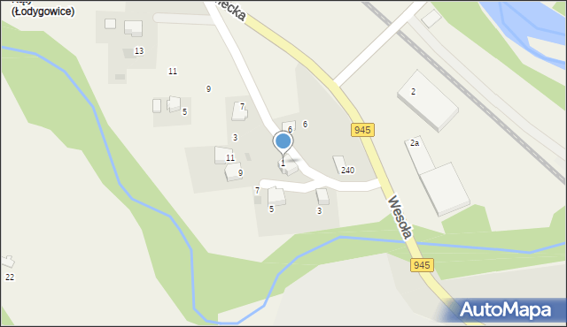 Pietrzykowice, Graniczna, 1, mapa Pietrzykowice