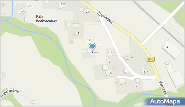 Pietrzykowice, Graniczna, 5, mapa Pietrzykowice