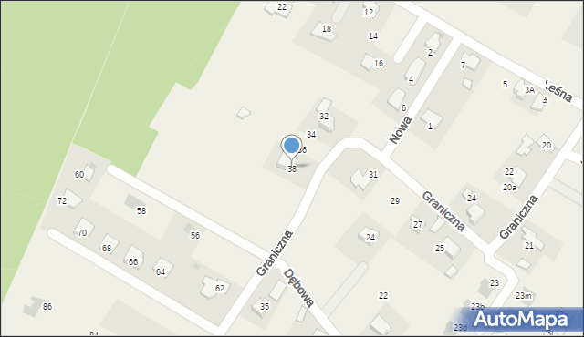 Piła Kościelecka, Graniczna, 38, mapa Piła Kościelecka