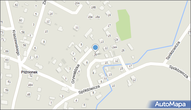 Pilzno, Grywałdzka, 20, mapa Pilzno