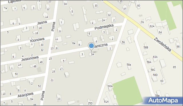 Pionki, Graniczna, 9, mapa Pionki