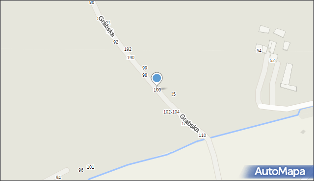 Piotrków Trybunalski, Grabska, 100, mapa Piotrków Trybunalski