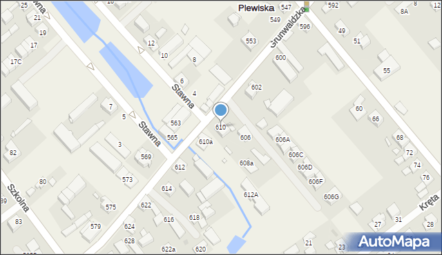 Plewiska, Grunwaldzka, 610, mapa Plewiska