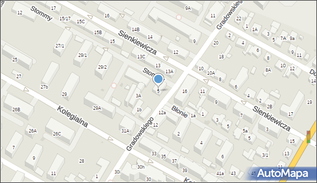 Płock, Gradowskiego Antolka, hm., 5, mapa Płock