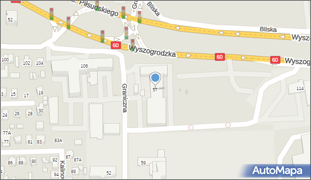 Płock, Graniczna, 57, mapa Płock