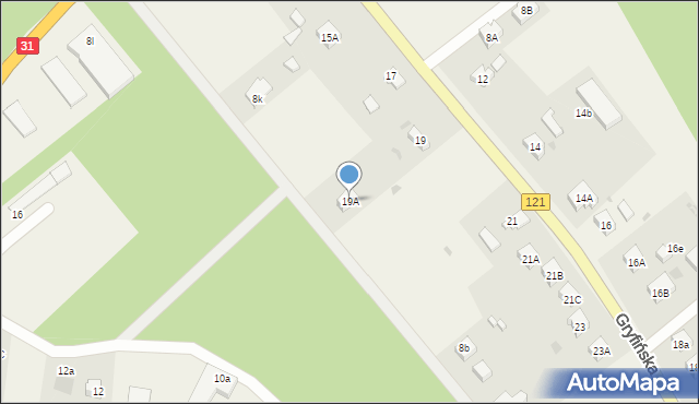 Pniewo, Gryfińska, 19A, mapa Pniewo