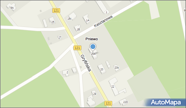 Pniewo, Gryfińska, 20A, mapa Pniewo