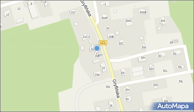 Pniewo, Gryfińska, 31E, mapa Pniewo
