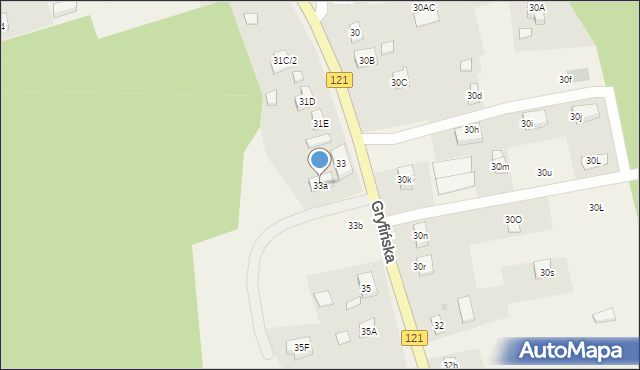 Pniewo, Gryfińska, 33a, mapa Pniewo