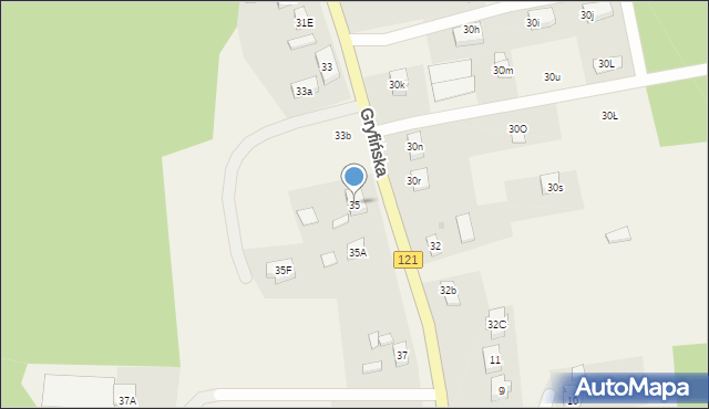 Pniewo, Gryfińska, 35, mapa Pniewo