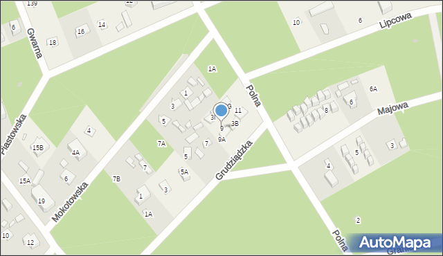 Pobierowo, Grudziądzka, 9, mapa Pobierowo