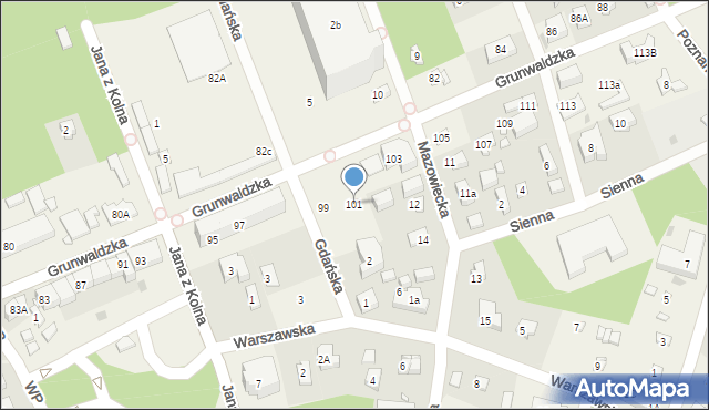 Pobierowo, Grunwaldzka, 101, mapa Pobierowo