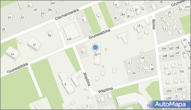 Pobierowo, Grunwaldzka, 13, mapa Pobierowo