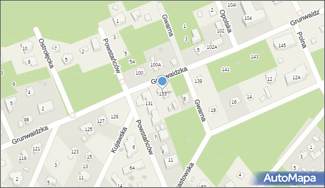 Pobierowo, Grunwaldzka, 133, mapa Pobierowo