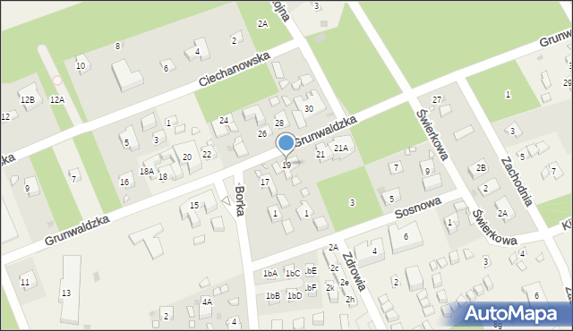 Pobierowo, Grunwaldzka, 19, mapa Pobierowo