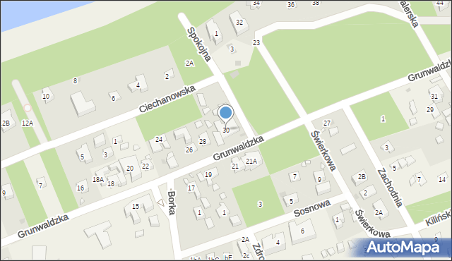 Pobierowo, Grunwaldzka, 30, mapa Pobierowo