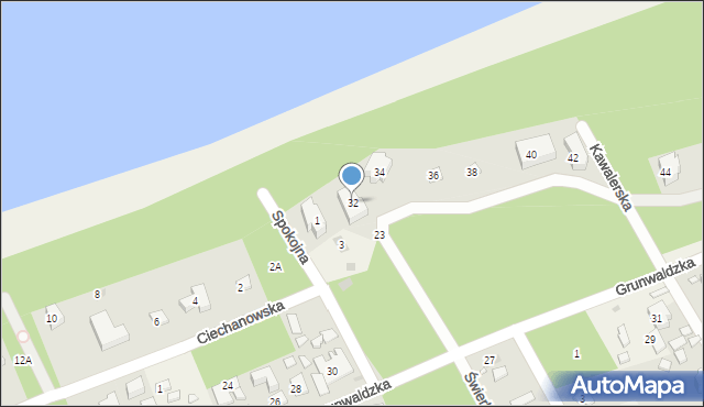 Pobierowo, Grunwaldzka, 32, mapa Pobierowo