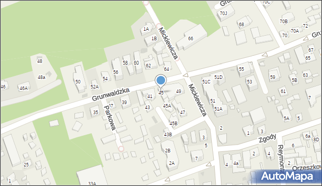 Pobierowo, Grunwaldzka, 45, mapa Pobierowo