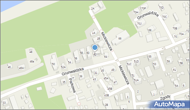 Pobierowo, Grunwaldzka, 62, mapa Pobierowo