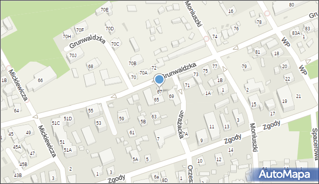 Pobierowo, Grunwaldzka, 67, mapa Pobierowo