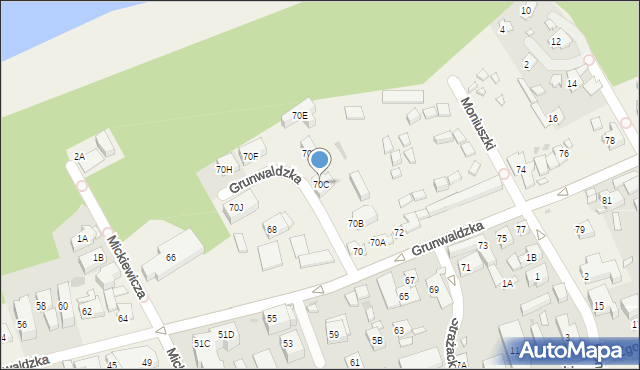 Pobierowo, Grunwaldzka, 70C, mapa Pobierowo