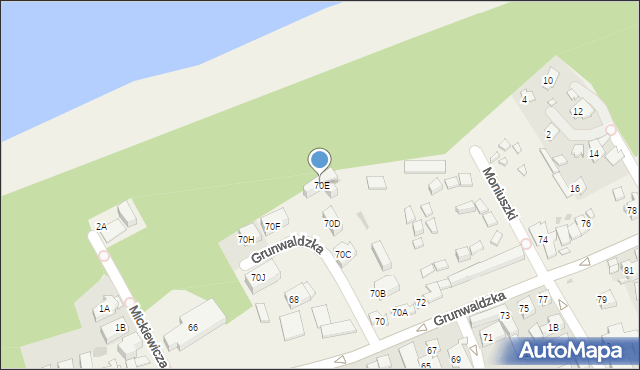 Pobierowo, Grunwaldzka, 70E, mapa Pobierowo