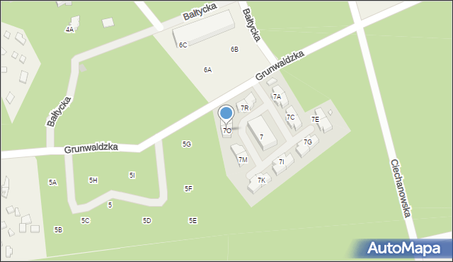 Pobierowo, Grunwaldzka, 7O, mapa Pobierowo