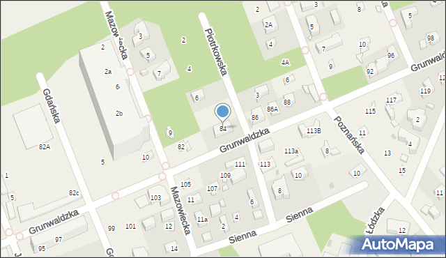 Pobierowo, Grunwaldzka, 84, mapa Pobierowo