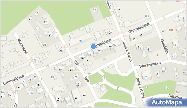 Pobierowo, Grunwaldzka, 85, mapa Pobierowo