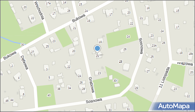 Podkowa Leśna, Grabowa, 21, mapa Podkowa Leśna