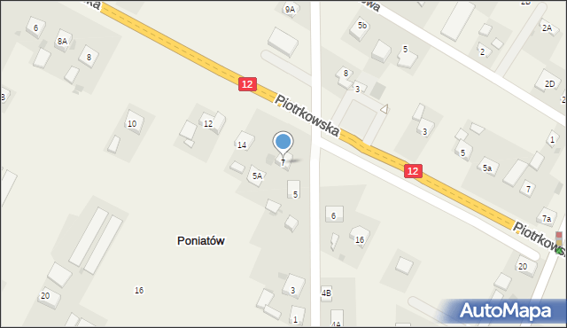 Poniatów, Grabowa, 7, mapa Poniatów