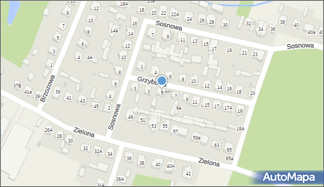 Poraj, Grzybowa, 5, mapa Poraj